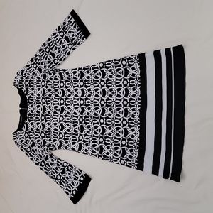 INC International Concepts sheath dress black/white geo print size L